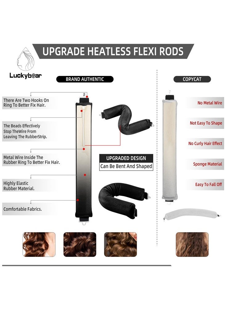 Meiyilan Heatless Hair Curler Jumbo Set, Overnight Rods for No Heat Curls - Velvet Satin Flexi Rods Sleep in Curlers Blowout, Hair Styling Accessories with Silk Scarf  - Image 3