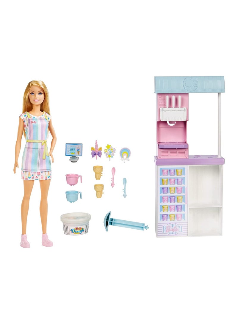Mattel Games Barbie Ice Cream Shop Playset with Blonde Doll 12inch - Image 2