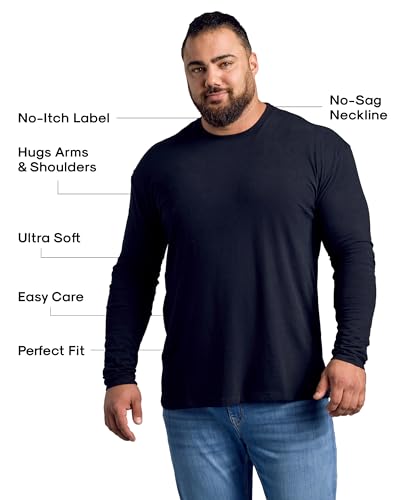 True Classic Long Sleeve Shirts for Men — Mens Long Sleeve Tee-Shirts, Henley Shirts for Men or Waffle-Knit Thermal T-Shirts - Classic Crew Neck - Regular, Pack of 3, Variety, L - Image 3
