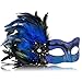 MYSEUNI 2025 New Blue and Black Masquerade Mask for Women with Feathers Womens Mascarade Venetian Mask for Masquerade Party Mardi Gras Halloween Cosplay Prom Christmas - Image 3