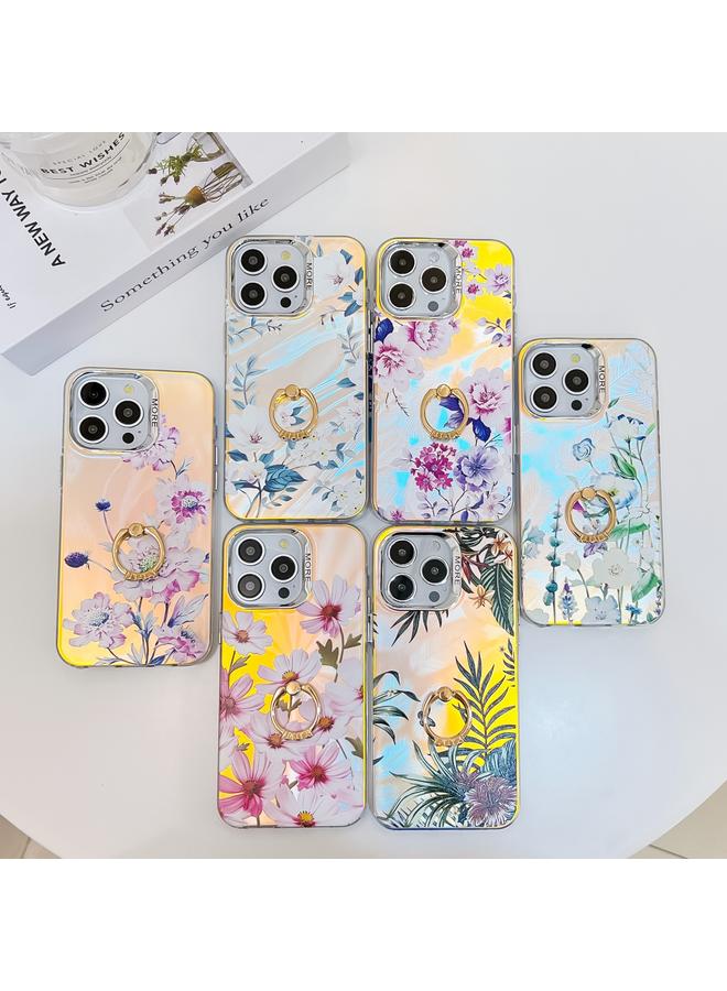 اس-توب جراب لهاتف iPhone 13 Pro مزود بحلقة زهرة مطلية بالكهرباء بالليزر، جراب هاتف TPU - Image 2