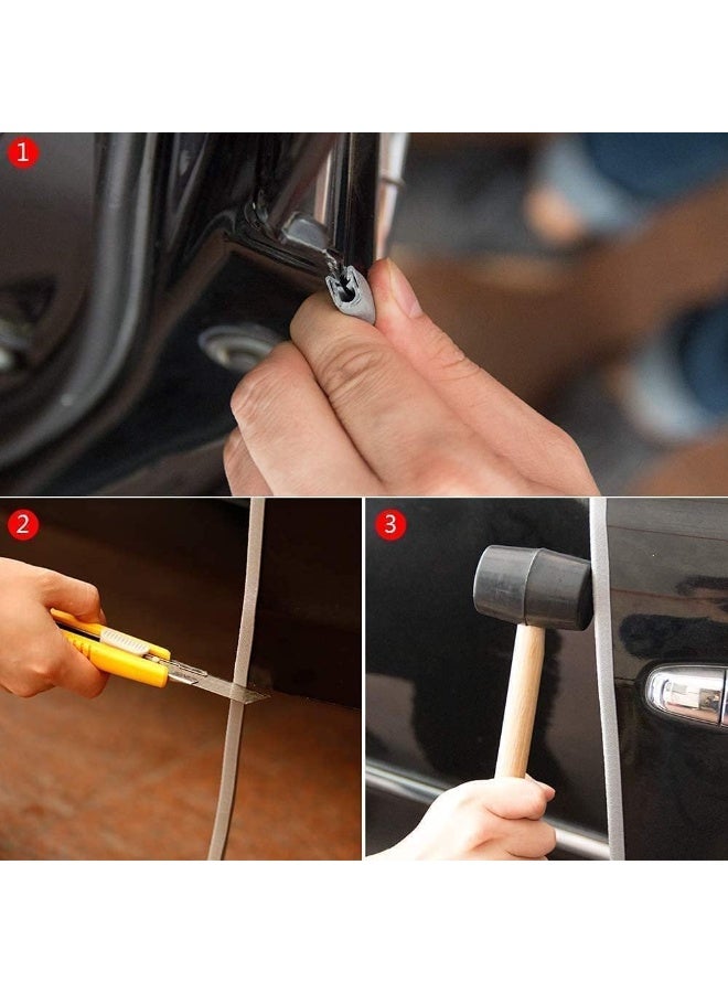 HALAMODO حراس حواف أبواب السيارات 16.4 قدم (5 متر) باللون الأسود - مطاط، بدون لاصق، على شكل U، مع مشابك معدنية مدمجة، يناسب معظم المركبات، مقاوم للتلاشي، مقاوم للخدوش والرقائق - يقلل من الخدوش في مواقف السيارات - Image 5