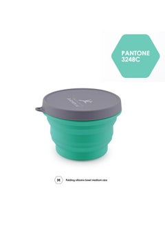 M Square Silicone Folding Kettle Portable Outdoor Camping Open Fire Coffee Tea Card Stove Cookware-Color:Mint Green Medium Bowl (500ml)-Capacity:Custom