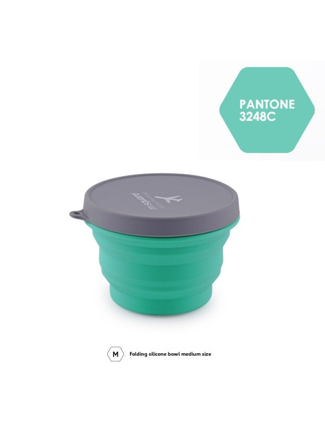 Generic - M Square Silicone Folding Kettle Portable Outdoor Camping Open Fire Coffee Tea Card Stove Cookware-Color:Mint Green Medium Bowl (500ml)-Capacity:Custom - Image 1