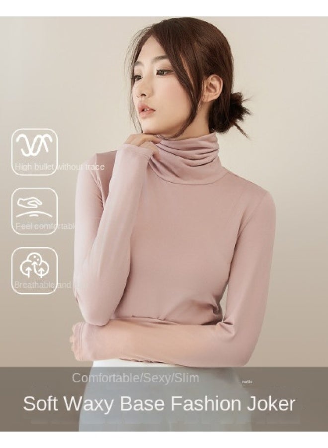 Fenton High Neck Warm [stacked Neck Commuter Style] Women's Base Shirt Spring/autumn T-shirt For Layering Korean-style Thermal Underwear - Image 1