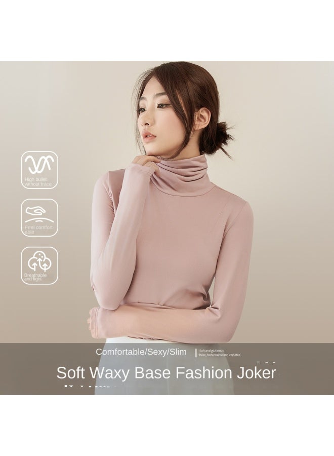 Fenton High Neck Warm [stacked Neck Commuter Style] Women's Base Shirt Spring/autumn T-shirt For Layering Korean-style Thermal Underwear - Image 2