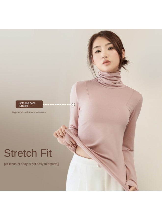 Fenton High Neck Warm [stacked Neck Commuter Style] Women's Base Shirt Spring/autumn T-shirt For Layering Korean-style Thermal Underwear - Image 3