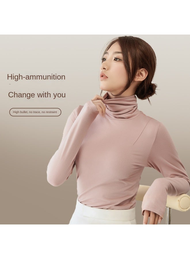 Fenton High Neck Warm [stacked Neck Commuter Style] Women's Base Shirt Spring/autumn T-shirt For Layering Korean-style Thermal Underwear - Image 5