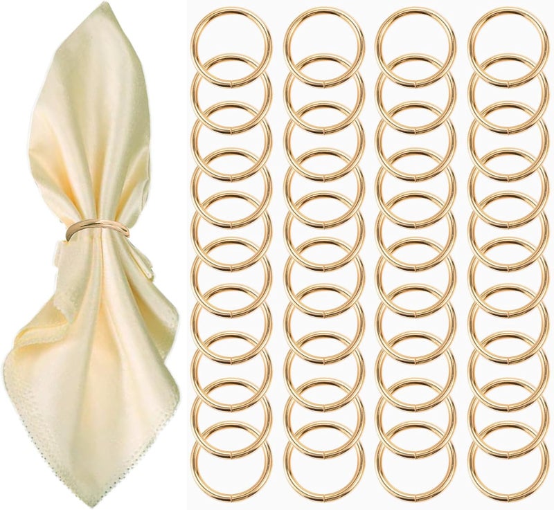 GERILKAI Gold Napkin Rings - 40 Pcs Stainless Steel Napkin Rings,Gold Rotundity Metal Napkin Ring for Table Settings Wedding Christmas Party Dinner Table - Image 1