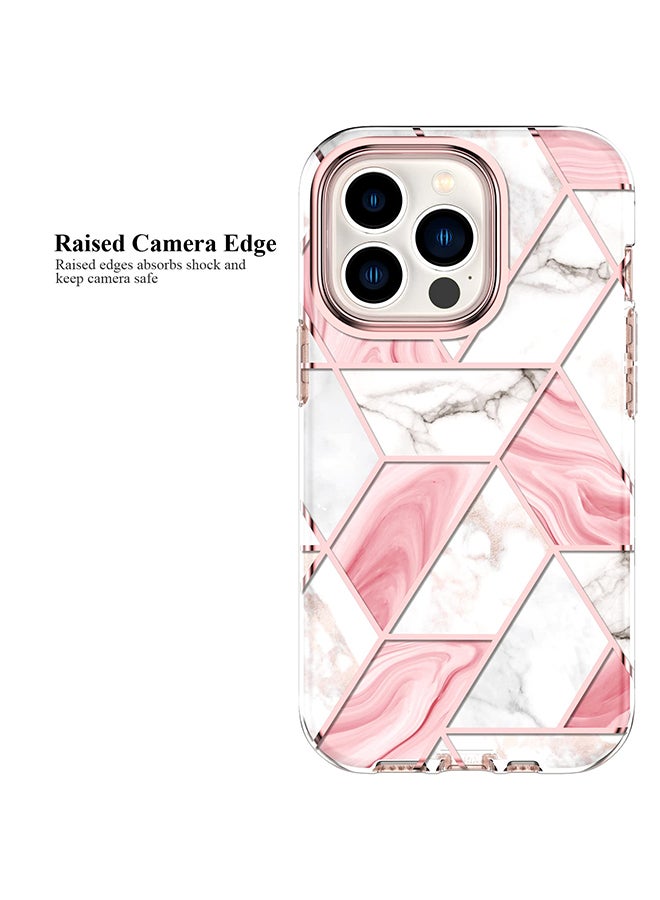 O Ozone Case for iPhone 14 Pro Max,Slim Full-Body Smooth Gloss Finish Marble Shockproof Bumper Stylish Phone Cases Cover for Men Women-Pink - Image 3