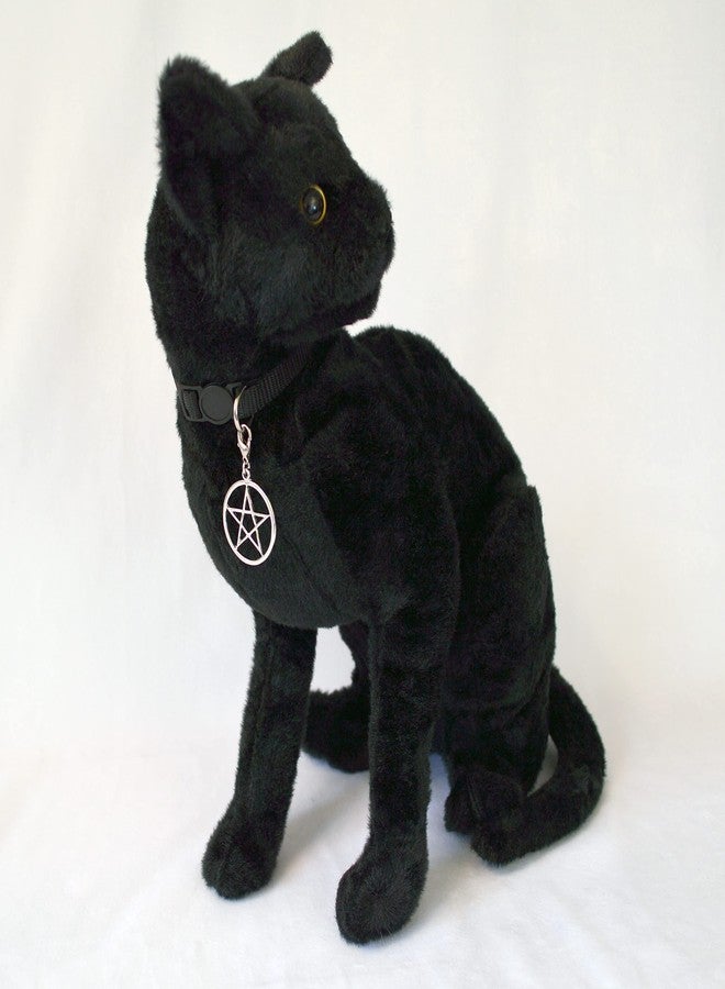 Real Metal Black Cat Collar with Wiccan Pagan Pentacle Silver Finish On Safety Breakaway Collar Adjustable Neck Size 8 to 12 Inches - Image 2