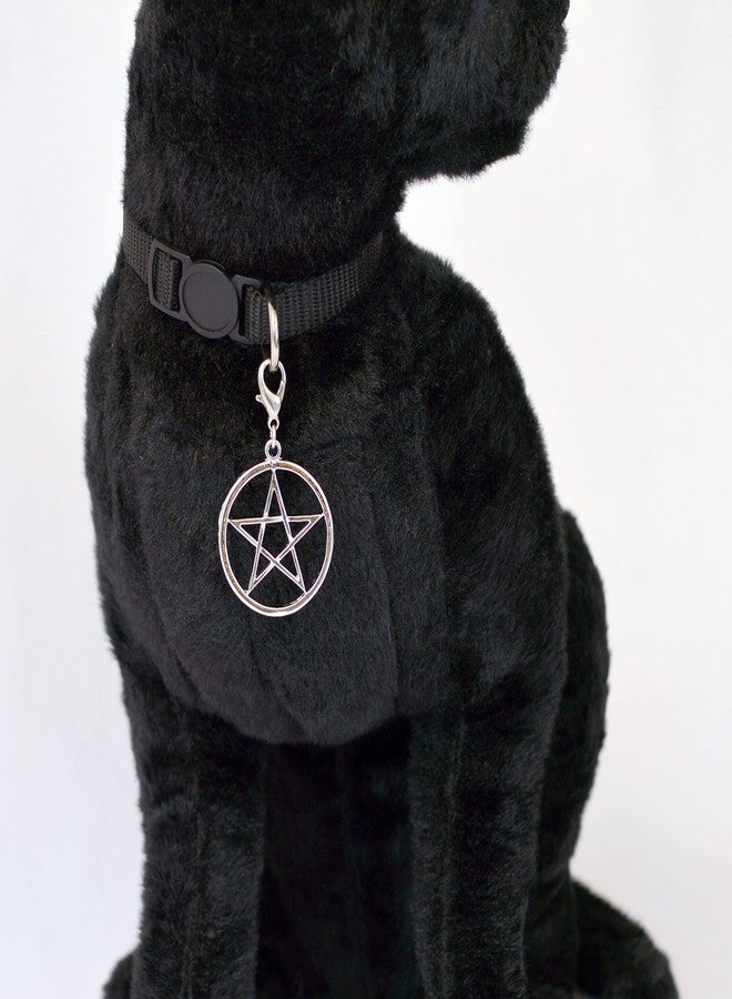 Real Metal Black Cat Collar with Wiccan Pagan Pentacle Silver Finish On Safety Breakaway Collar Adjustable Neck Size 8 to 12 Inches - Image 3