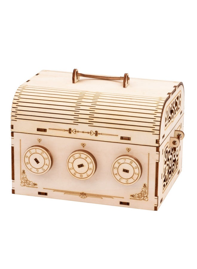 Children's Educational Wooden Three-dimensional Puzzle Adult Wooden Diy Mosaic Handmade Password Box Puzzle-Color:JJ201 Large Password Box - Image 1