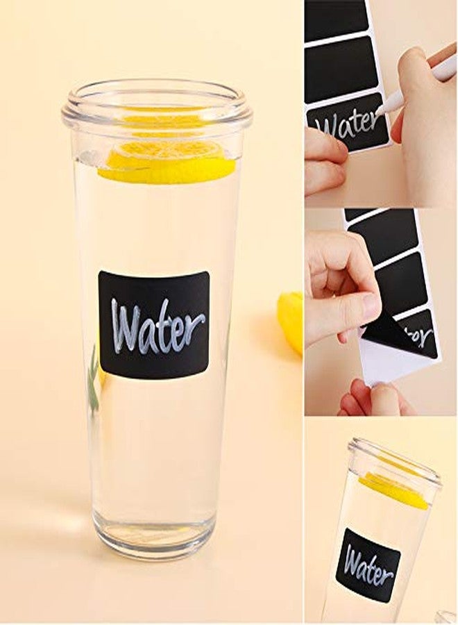JURUOXIN 187 Pieces Waterproof Chalkboard Labels with Pen Reusable Blackboard Stickers for Jars, Canisters, Kilner Jars, Scrapbooking, Food Storage Labels, Weddings (4cm x 2.5cm, Black) - Image 2