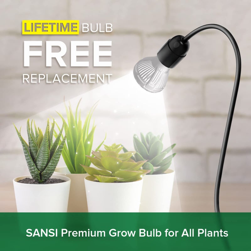 SANSI LED Grow Lights for Indoor Plants, Lifetime Free Bulb Replacement 150W Full Spectrum Gooseneck Clip Plant Light with Optical Lens for High PPFD Growing Power, Grow Lamp,No Timer - Image 3