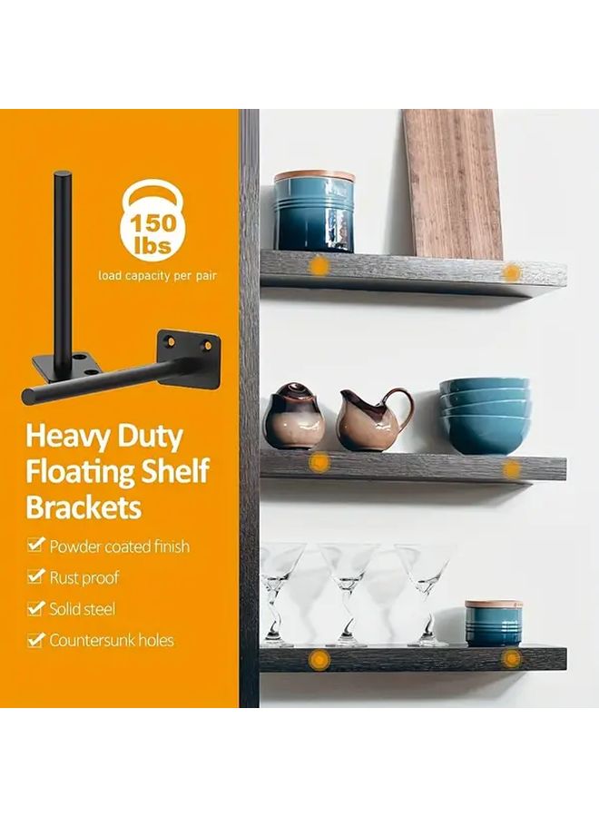 12 Pack 6 Inch Black Steel Floating Shelf Brackets Hidden Support With Screws - Image 5