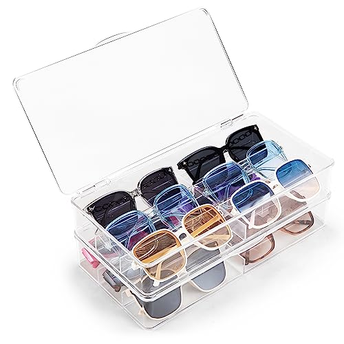 Bopai BOPai Acrylic Sunglasses Organizer with Lid Stackable Glasses Storage Organizer  2 Pack