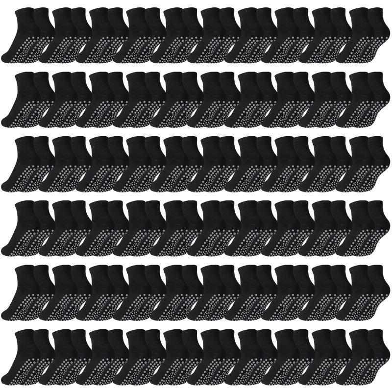 Liitrsh 60 Pairs Pilates Grip Socks Bulk Unisex Non Slip Yoga Grippy Socks Woman for Adults Yoga Pilates Hospital Black