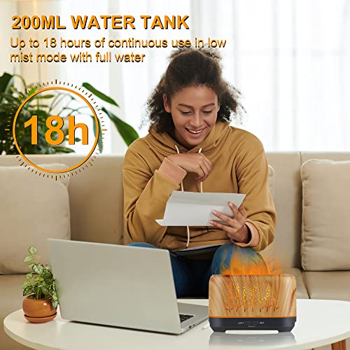 OKTOYO Essential Oil Diffuser with Flame Light, Upgraded Super Quiet Diffusers for Aromatherapy Essential Oils Mist Humidifiers with 3 Mist Mode 4 Timer Waterless Auto Shut-Off for Home Office(Wood) - Image 2