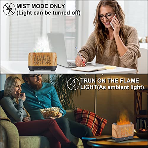 OKTOYO Essential Oil Diffuser with Flame Light, Upgraded Super Quiet Diffusers for Aromatherapy Essential Oils Mist Humidifiers with 3 Mist Mode 4 Timer Waterless Auto Shut-Off for Home Office(Wood) - Image 5