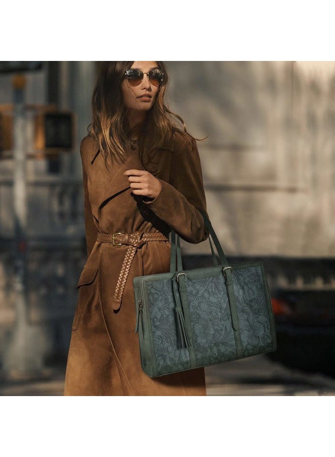 ECOSUSI Laptop Bag For Women 15.6 Inch Work Tote Bags PU Leather Computer Purse For Business Office With 3 Layer Compartments - Image 2