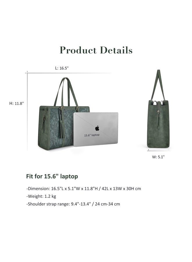 ECOSUSI Laptop Bag For Women 15.6 Inch Work Tote Bags PU Leather Computer Purse For Business Office With 3 Layer Compartments - Image 5