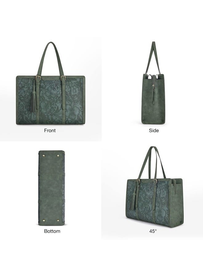 ECOSUSI Laptop Bag For Women 15.6 Inch Work Tote Bags PU Leather Computer Purse For Business Office With 3 Layer Compartments - Image 4