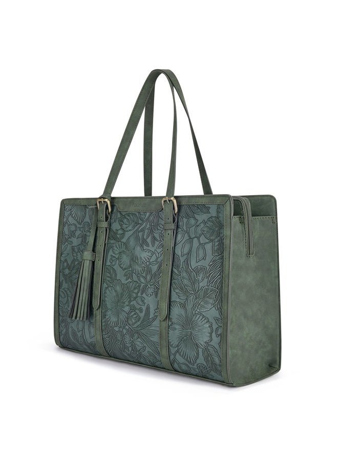 ECOSUSI Laptop Bag For Women 15.6 Inch Work Tote Bags PU Leather Computer Purse For Business Office With 3 Layer Compartments - Image 1