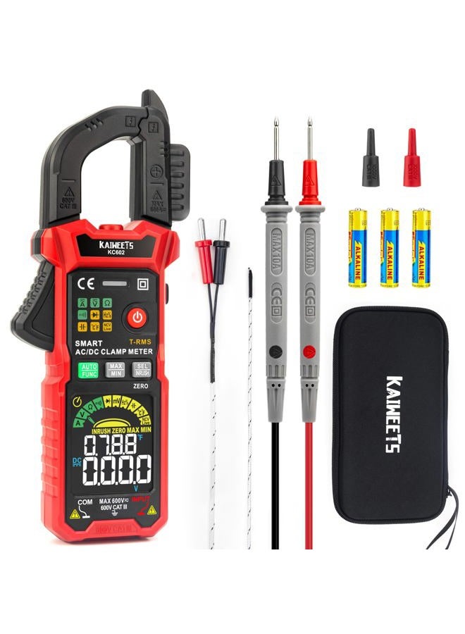 KAIWEETS Digital Intelligent Clamp Meter,Professional Current Clamp, AC/DC Voltage Voltage NCV Temperature Inrush Current Measurement, KC602 - Image 1