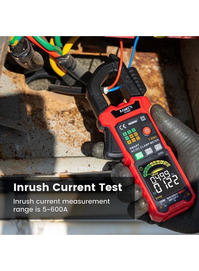 KAIWEETS Digital Intelligent Clamp Meter,Professional Current Clamp, AC/DC Voltage Voltage NCV Temperature Inrush Current Measurement, KC602 - Image 5