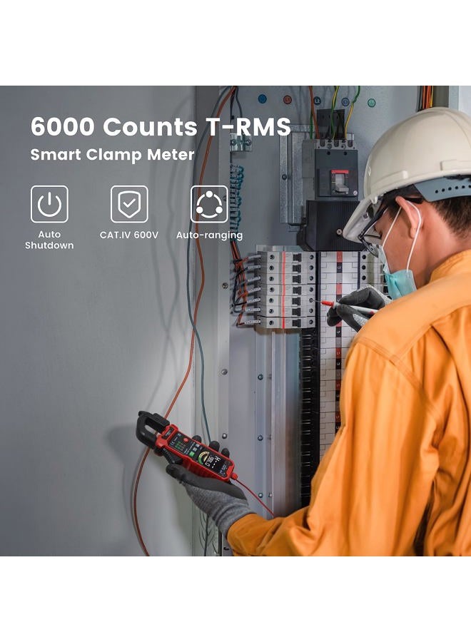 KAIWEETS Digital Intelligent Clamp Meter,Professional Current Clamp, AC/DC Voltage Voltage NCV Temperature Inrush Current Measurement, KC602 - Image 2