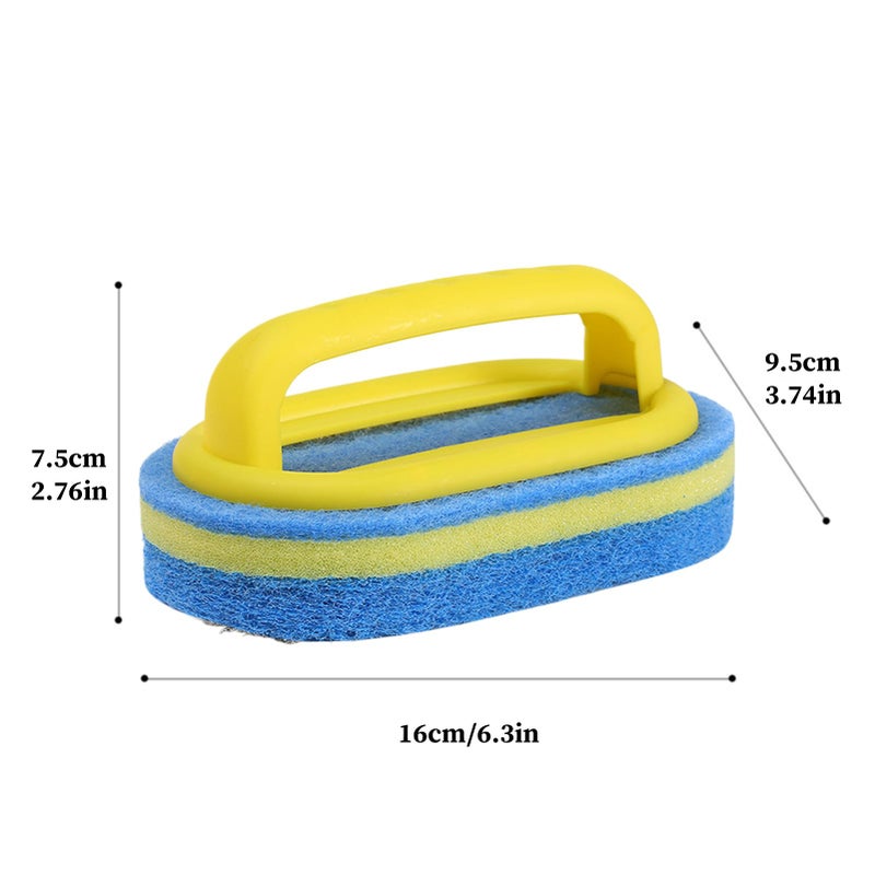 Heavy Duty Cleaning Sponge With Ergonomic Handle Yellow For Kitchen Bathroom Sink Tile - Image 3