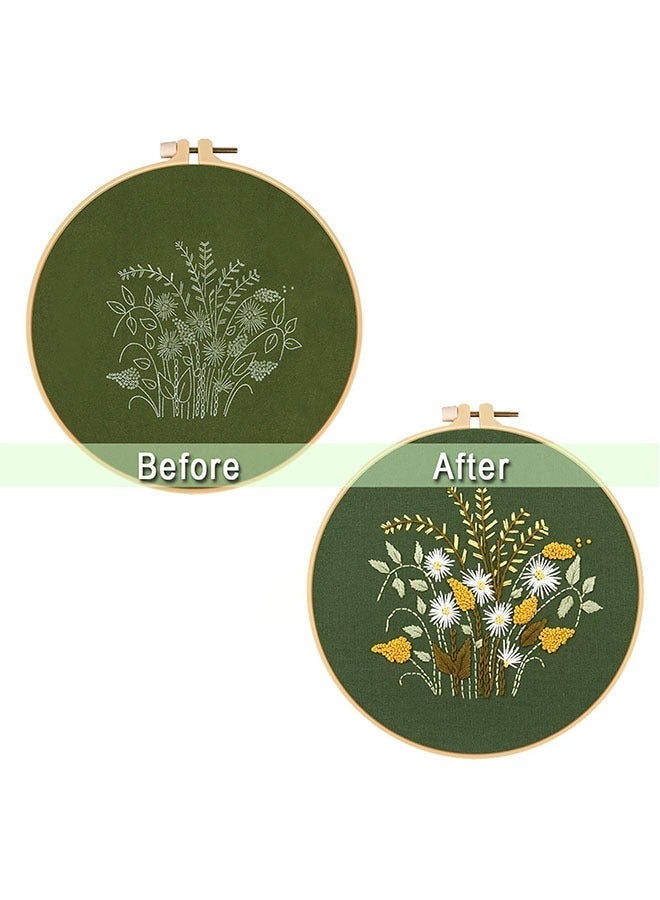 كاست ويف 4 مجموعات من أدوات التطريز للمبتدئين، مجموعات غرز متقاطعة مع نمط مختوم، مجموعة أدوات التطريز المبتدئة تتضمن 1 حلقات تطريز خشبية، مجموعة إبر ملونة للبالغين - Image 5