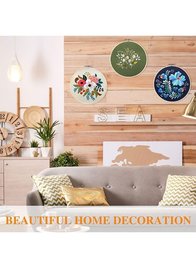 كاست ويف 4 مجموعات من أدوات التطريز للمبتدئين، مجموعات غرز متقاطعة مع نمط مختوم، مجموعة أدوات التطريز المبتدئة تتضمن 1 حلقات تطريز خشبية، مجموعة إبر ملونة للبالغين - Image 3