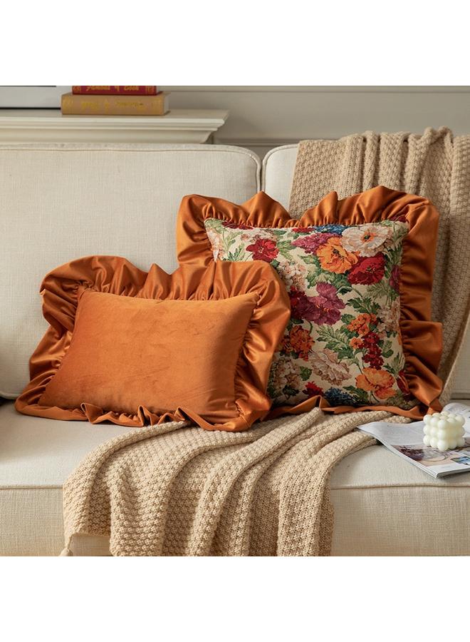 Bluejw Sofa Pillowcase Advanced Sense Jacquard Flower Home Flower Bedside Nordic Square Cushion Ruffled Pillowcase Pillow Core - Image 3