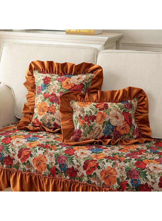 Bluejw Sofa Pillowcase Advanced Sense Jacquard Flower Home Flower Bedside Nordic Square Cushion Ruffled Pillowcase Pillow Core - Image 2