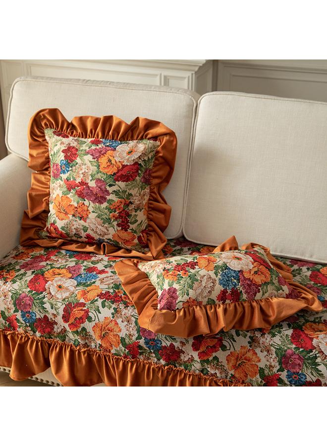 Bluejw Sofa Pillowcase Advanced Sense Jacquard Flower Home Flower Bedside Nordic Square Cushion Ruffled Pillowcase Pillow Core - Image 4