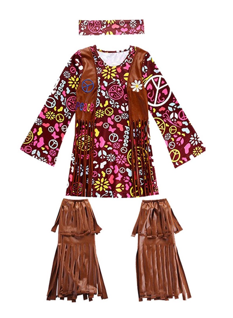 Kids Fringe Hippie Clothing Vintage Hippie Retro Performance Clothes Party Clothing - Image 1