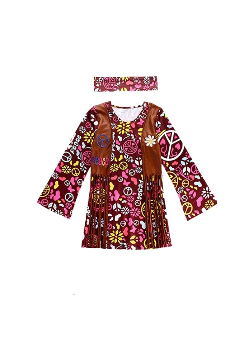 Kids Fringe Hippie Clothing Vintage Hippie Retro Performance Clothes Party Clothing - Image 3
