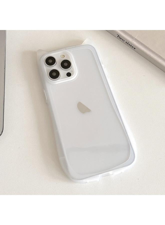 S-TOP Case For iPhone 15 Pro Frosted Transparent Cat Head TPU Phone Case - Image 1