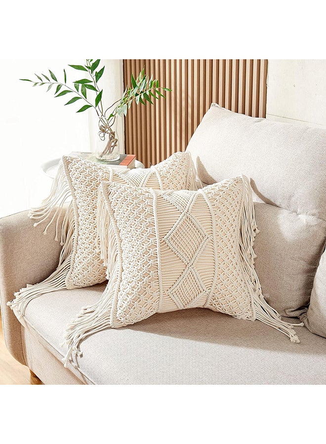 انتيكيانو قطعتان من غطاء وسادة مكرمية بنمط بوهيمي، للسرير والأريكة ديكور أنيق 2 غطاء أنيق - Image 1
