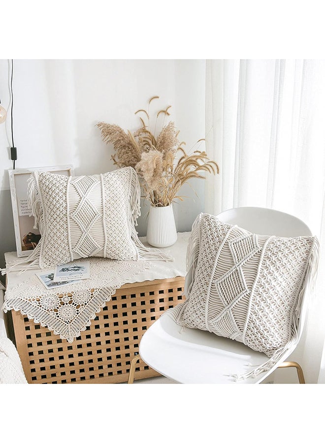 انتيكيانو قطعتان من غطاء وسادة مكرمية بنمط بوهيمي، للسرير والأريكة ديكور أنيق 2 غطاء أنيق - Image 2