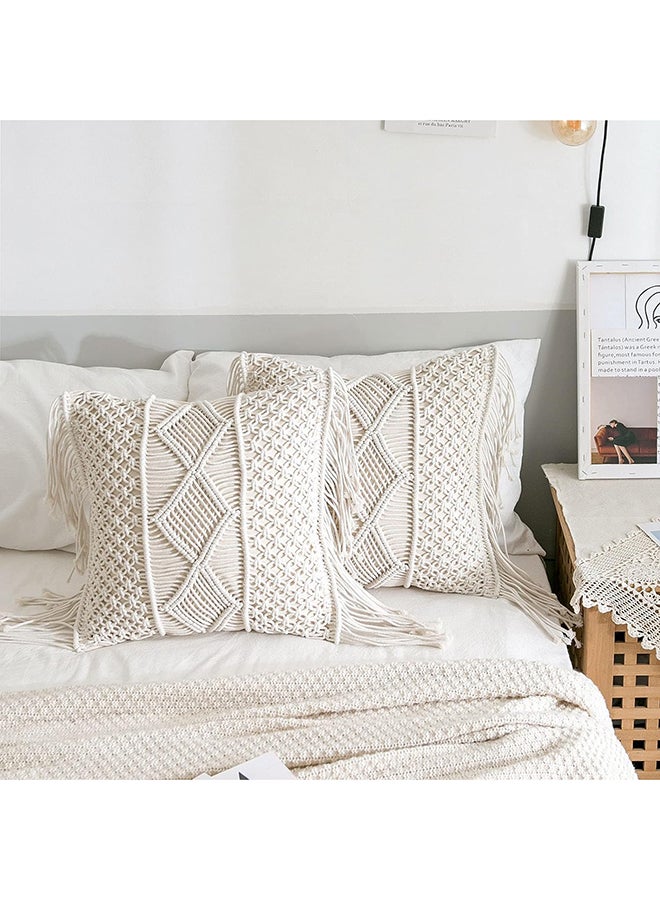 انتيكيانو قطعتان من غطاء وسادة مكرمية بنمط بوهيمي، للسرير والأريكة ديكور أنيق 2 غطاء أنيق - Image 4