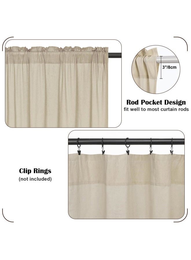 FRAMICS Farmhouse Valance Curtains, Boho Cotton Linen Kitchen Valance, Rustic Button Window Valances for Kitchen, Country Rod Pocket Valances for Windows Bathroom, Linen and White, 52 x 18 Inch - Image 4