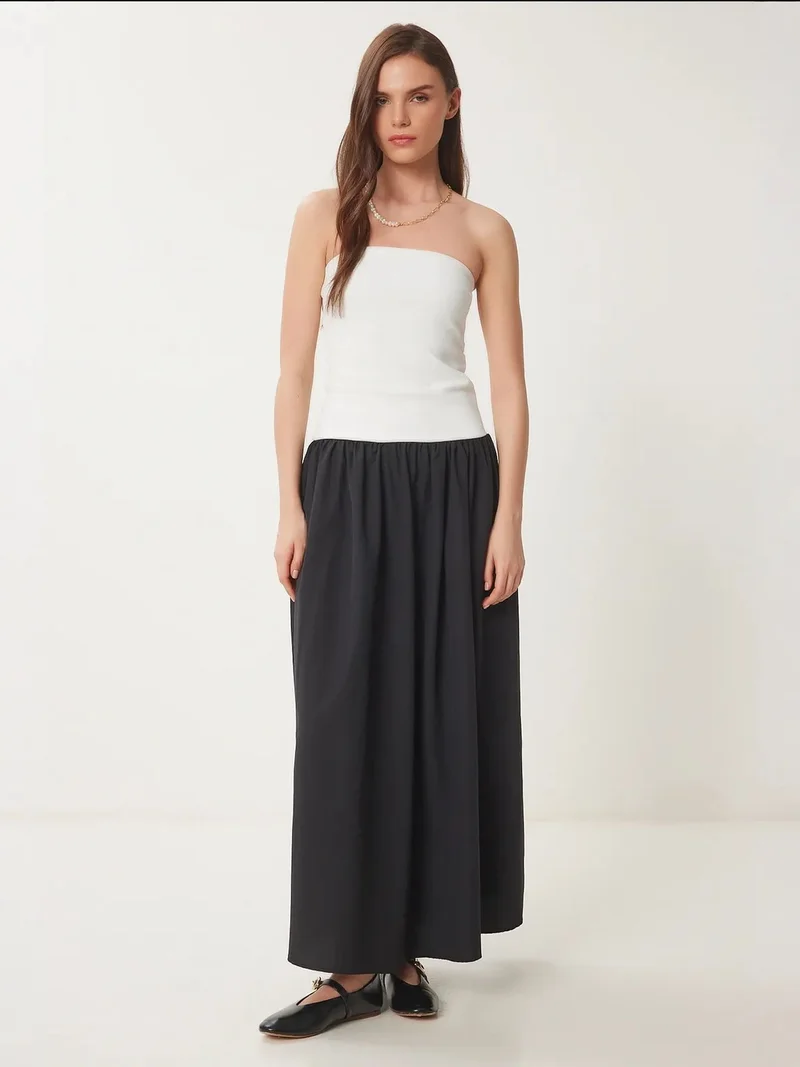 السعادة في إسطنبول ISTANBUL Color Blocked Strapless Maxi Dress