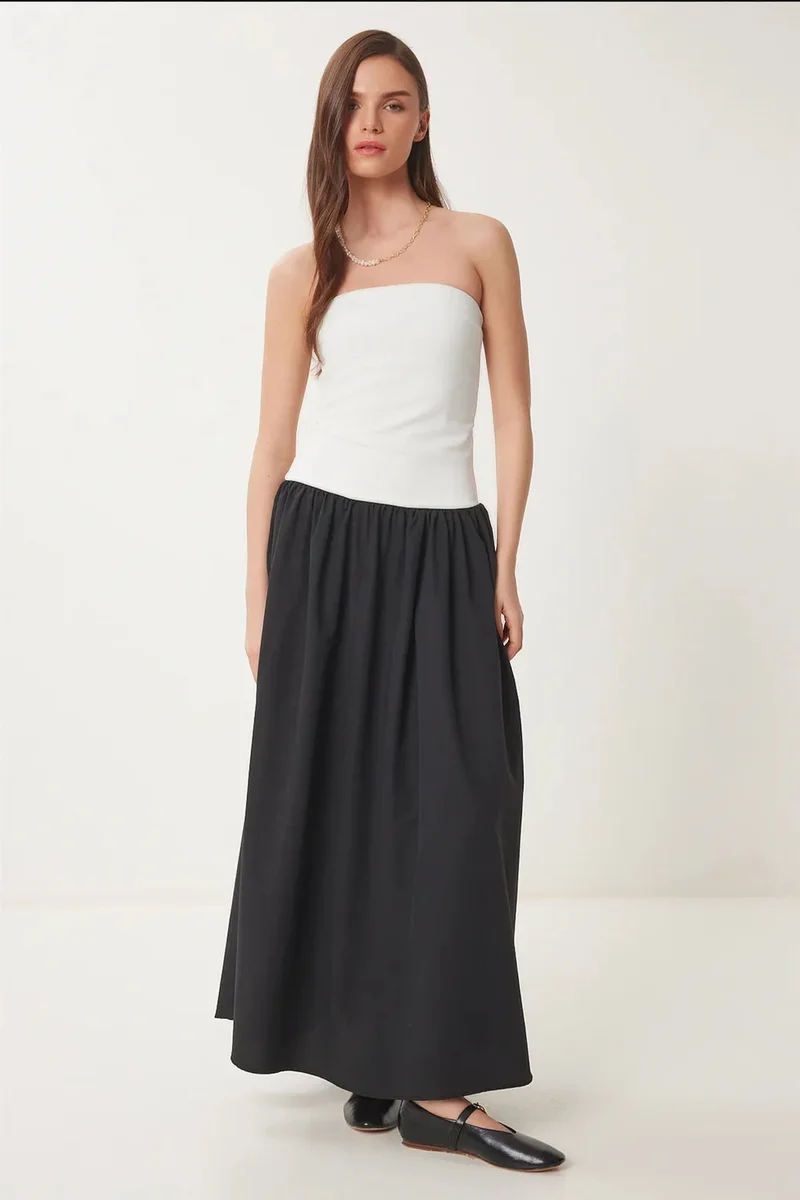 هابينس اسطنبول ISTANBUL Color Blocked Strapless Maxi Dress