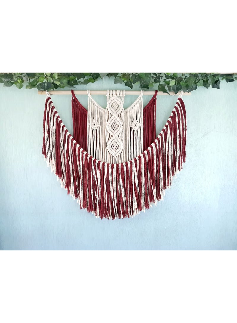 Antikiano An elegant handmade macrame piece, carefully crafted from natural cotton threads. It combines simplicity and beauty in a modern bohemian design. Featuring balanced knots and fine details, it adds a unique artistic touch to any space. Perfect for decorating walls in bedrooms, living rooms, or hallways, and also makes a special gift for lovers of handmade decor and boho style. - Image 1