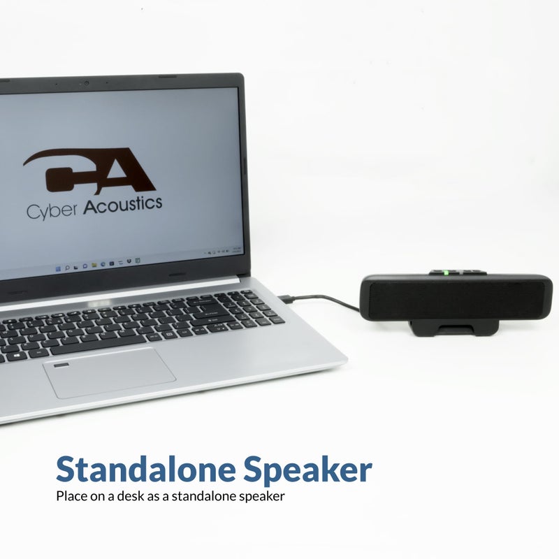 Cyber Acoustics بار مكبر الصوت USB من سايبر أكوستيكس (CA-2890) - مكبر صوت ستيريو يعمل بالطاقة من USB، يثبت بسهولة على الشاشة، تحكم مريح - Image 5