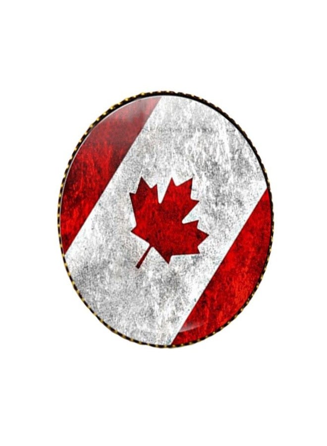 vmcoatdu Round 1 Inch Canada Flag Pin International Travel Creative Idea Brooch Metal and Glass Revivalism Style Souvenir Badge for Hat Clothes Backpack (Color B) - Image 3