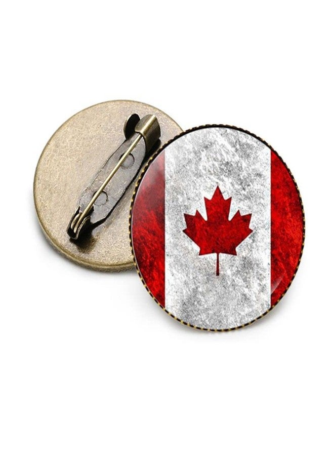 vmcoatdu Round 1 Inch Canada Flag Pin International Travel Creative Idea Brooch Metal and Glass Revivalism Style Souvenir Badge for Hat Clothes Backpack (Color B) - Image 5